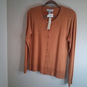 ORANGE CARDIGAN- bejeweled! Michael Kors